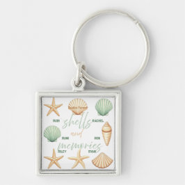 Personalisera Skal och Minnen: Minimalt Hav Fyrkantig Silverfärgad Nyckelring