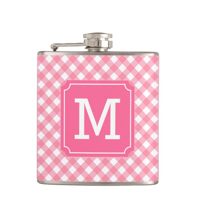 Personalisera Snyggt Baby Rosa Gingham Monogram Fickplunta (Framsidan)