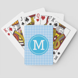 Personalisera Snyggt Land Blue Gingham Monogram Casinokort