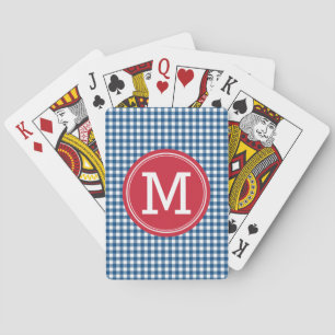 Personalisera Snyggt Land Blue Gingham Monogram Kortlek