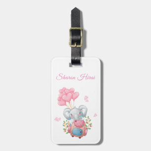Personalisera Söt Rosa Elefant Bagage Tag Bagagebricka