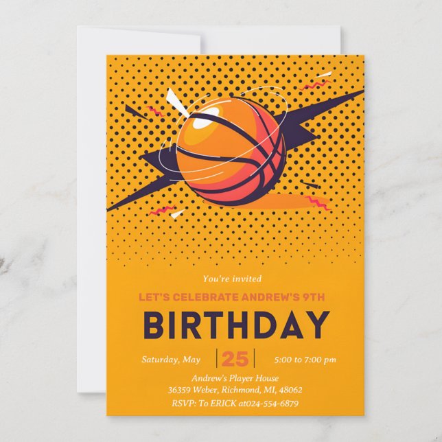 personalisera Sport Basketball Birthday Inbjudningar (Framsida)