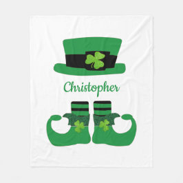 Personalisera St. Patrick's Leprechaun Grön Svart  Fleecefilt
