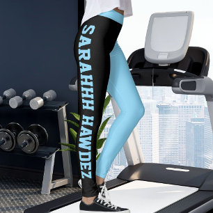 Personalisera Svart Bebis Blå Enfärgade Ränder Leggings