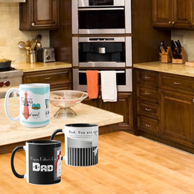Personalisera Svarta vita röda Lycklig Fars dag Pa Mugg (Skapare uppladdad)