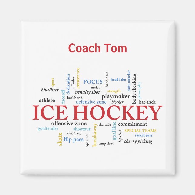 Personalisera, tack till ishockeytränare med ord magnet (Framsidan)