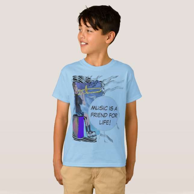 Personalisera Trombone Music är en vän till livet! T Shirt (Hel framsida)