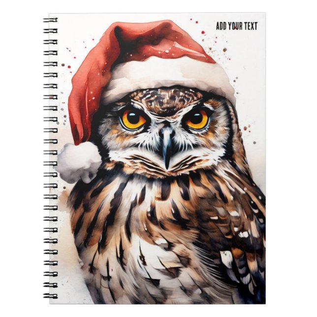 PERSONALISERA: Uggla med julhatt | Anteckningsbok (Framsidan)