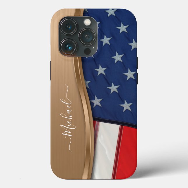 Personalisera USA flagga Faux Bronze Metall Swirl (Baksida )