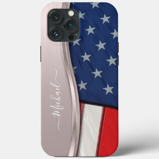 Personalisera USA flagga Faux Ro Guld Metall Swirl