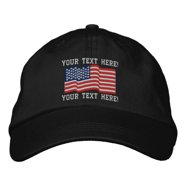 Personalisera USA Stars 'n Rand Embroized Cap Broderad Keps (Framsida)