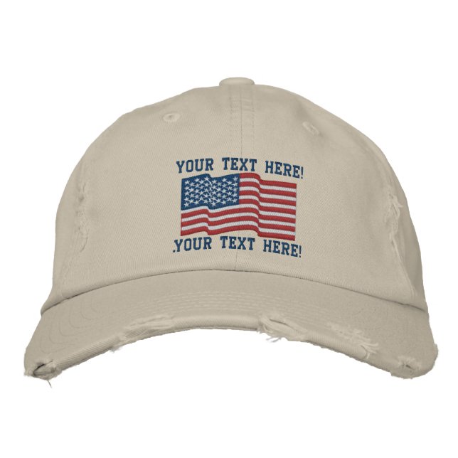 Personalisera USA Stars 'n Rand Embroized Cap Broderad Keps (Framsida)
