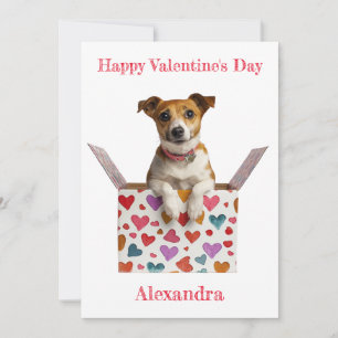 Personalisera Valentine Jack Russell Heart Box Julkort