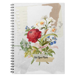 PERSONALISERA Vintage Blommor Collage Anteckningsb Anteckningsbok