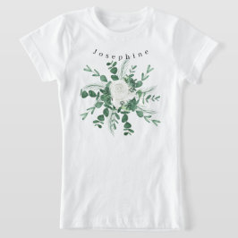 Personalisera Vit ros Bouquet Eucalyptus Löv T Shirt