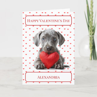 Personalisera Weimaraner Puppy Valentine Card Tack Kort