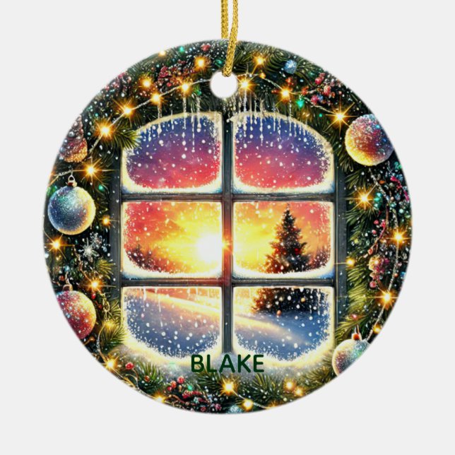 Personalisera Winter Wonderland Kids Keepsaké Julgransprydnad Keramik (Framsidan)