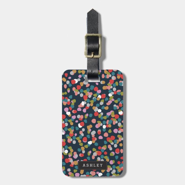 Personaliserad | Ashley Dots Bagagebricka (Vertikal Framsida)