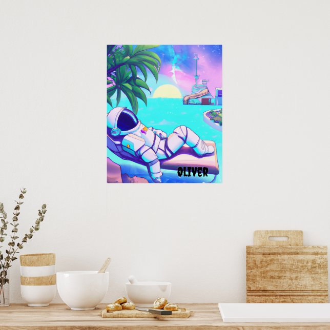 PERSONALISERAD ASTRONAUT BEACHPOSTER FÖR AVSLAPPNI POSTER (Kök)