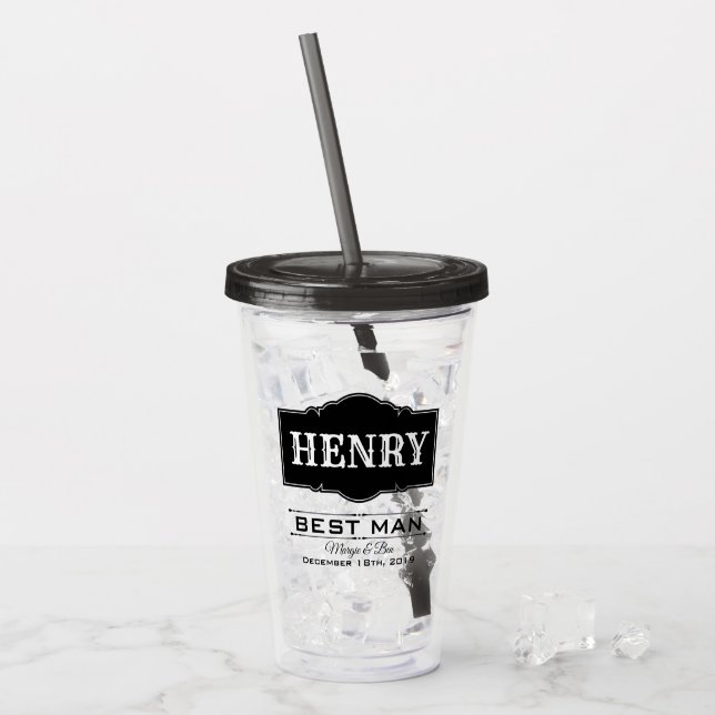 PERSONALISERAD BÄSTA MANS BRÖLLLOPS-ACYRYLKOPP TAKE AWAY MUGG (Framsida Ice)