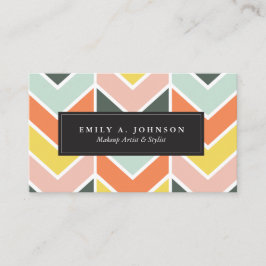 Personaliserad | Cheerful Chevron by Origami Print Visitkort