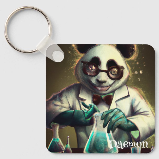 PERSONALISERAD GALEN VETENSKAPSMAN PANDA BLANDAR D NYCKELRING (Framsida)