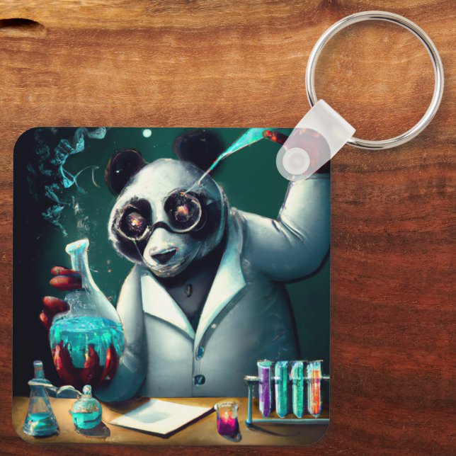 PERSONALISERAD GALEN VETENSKAPSMAN PANDA NYCKELRIN NYCKELRING (Baksida)