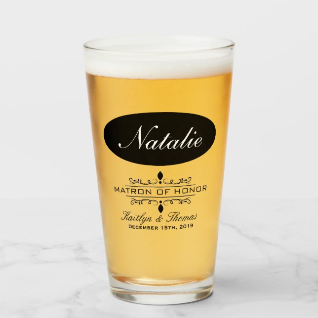 PERSONALISERAD MATRISKA ÄRENVEDGÄSTPARTY GLAS (Framsida fylld)