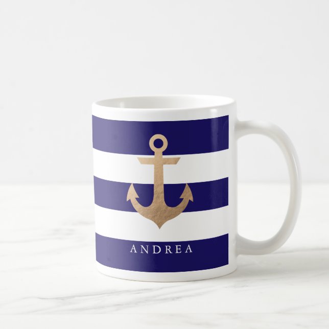 Personaliserad | Nautical Anchor Kaffemugg (Höger)