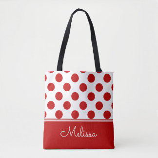 Personaliserad| Röda Polka dots Tygkasse