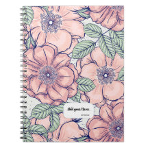 PERSONALISERAD Rosa Blommotiv Anteckningsbok Journ