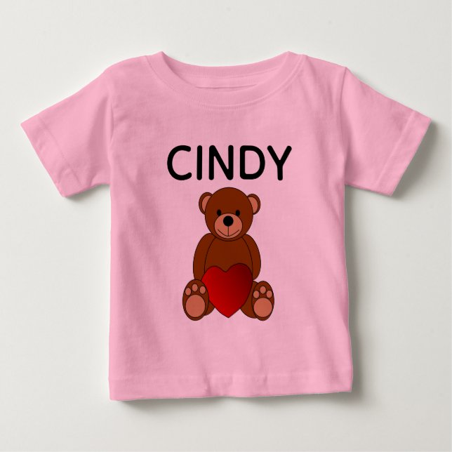  PERSONALISERAD ROSA NALLEBABY  T SHIRT (Framsida)