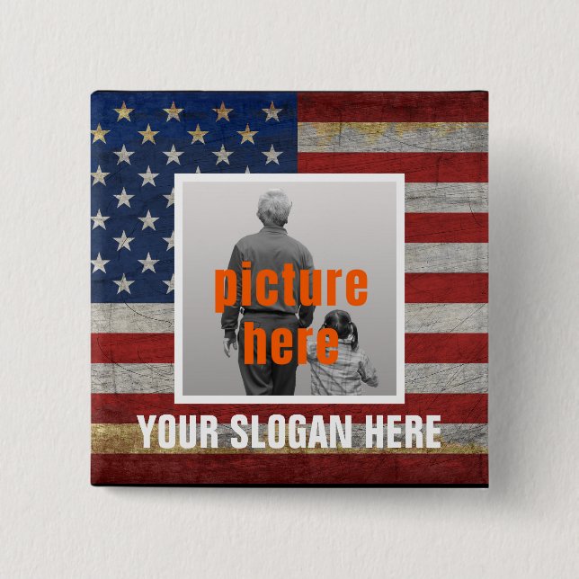 PERSONALISERAD SLOGAN LANDSTÄMNING ANPASSAD FLAGGA KNAPP (Framsida)