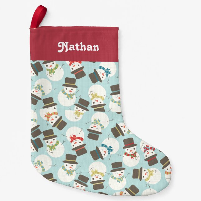 Personaliserad | Snögubbe Party Liten Julstrumpa (Framsidan)