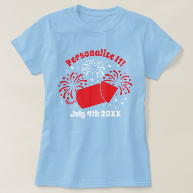 PERSONALISERAD Söt 4 juli-eldshow T-shirt (Design framsida)