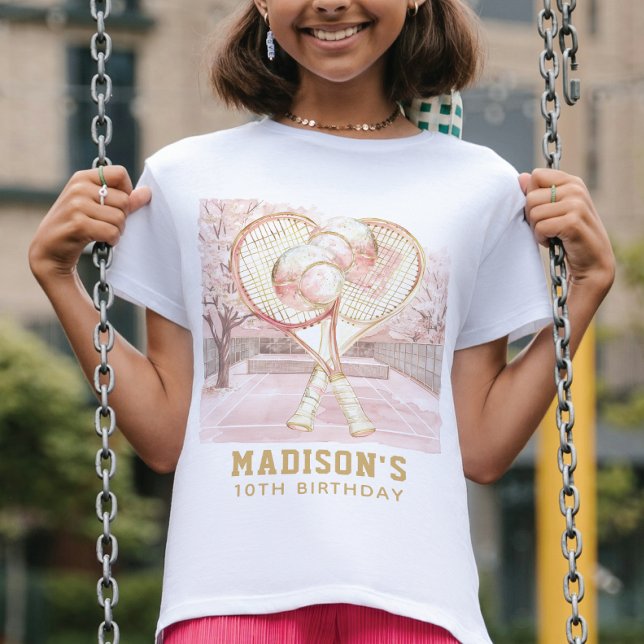 Personaliserad tennis Luxury Girl Birthday T Shirt (Skapare uppladdad)