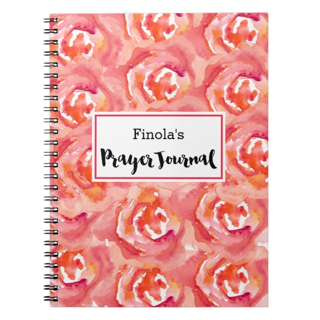 Personaliserad | Watercolor Ro Prayer Journal Anteckningsbok Med Spiral (Framsidan)