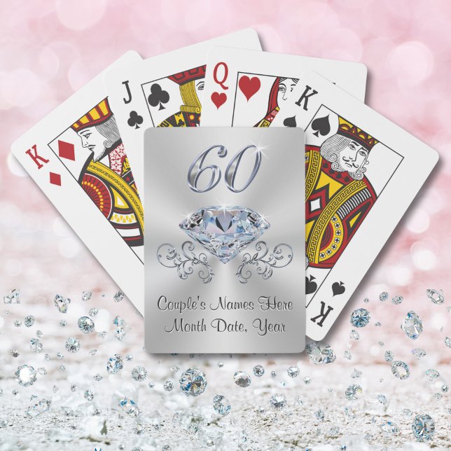 Personaliserade favoriter för Diamantettårspartiet Casinokort (Cheap 60th anniversary gifts. Personalize, 60th wedding anniversary favor ideas. 60 year anniversary)