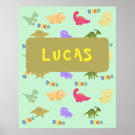 Personaliserar färgstark dino poster