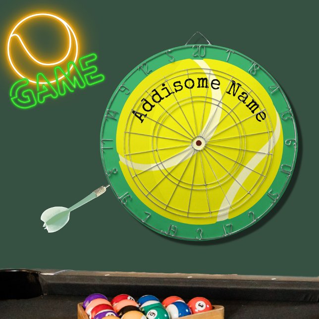 Personaliserar Monogrammed Gult Tennis Boll Darttavla (Skapare uppladdad)