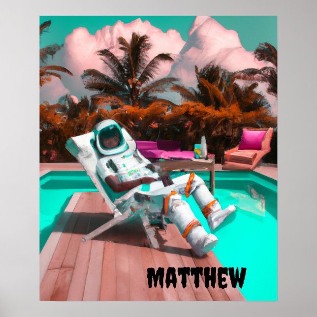 PERSONALISERAT ASTRONAUTSTRANDPOSTER | POSTER (Framsidan)
