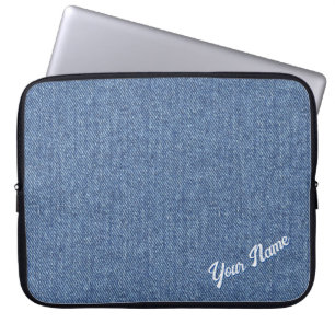 PERSONALISERAT BLÅT DENIMMÖNSTER LAPTOP FODRAL