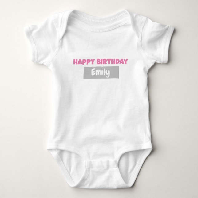 PERSONALISERAT GRATTIS PÅ FÖDELSEDAGEN Baby Body T Shirt (Framsida)