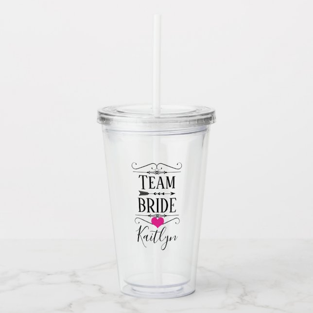 PERSONALISERAT TEAM BRUD BRUDPARTY TUMBLER TAKE AWAY MUGG (Framsida)