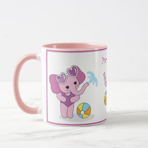 Personalisering för cute Rosa & Lila Baby Elephant Mugg