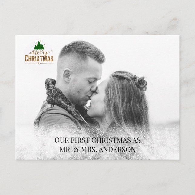 Personalisierbar Foto Karte Schneeflocken Vykort (Framsida)