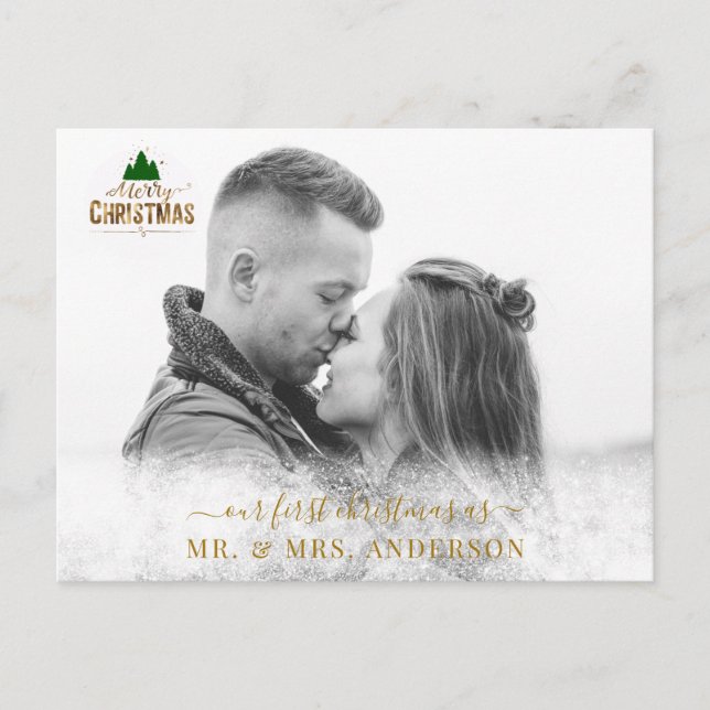 Personalisierbar Foto Karte Schneeflocken Vykort (Framsida)