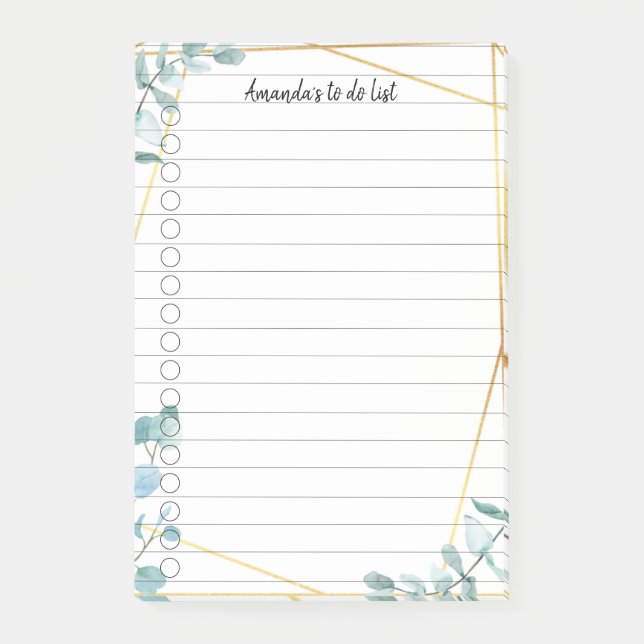 Personalisierbar Greenery liniert Post-it Block (Framsida)