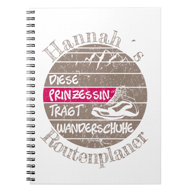 personalisierbar Name Prinzessin Wanderschuhe Anteckningsbok (Framsidan)