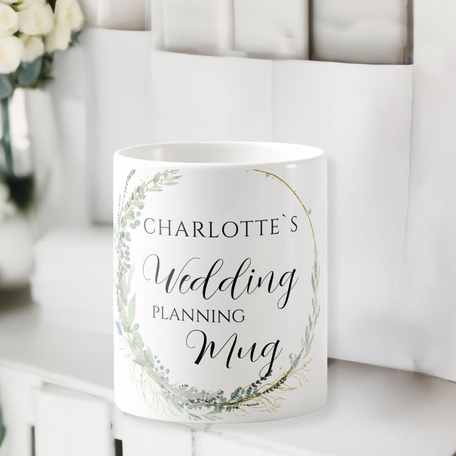 Personalisierbar- Wedding-Planning-Mug     Kaffemugg (Customer specific, floral "Wedding-Planning-Mug". Coffee Mug, with the name of the Bride..)